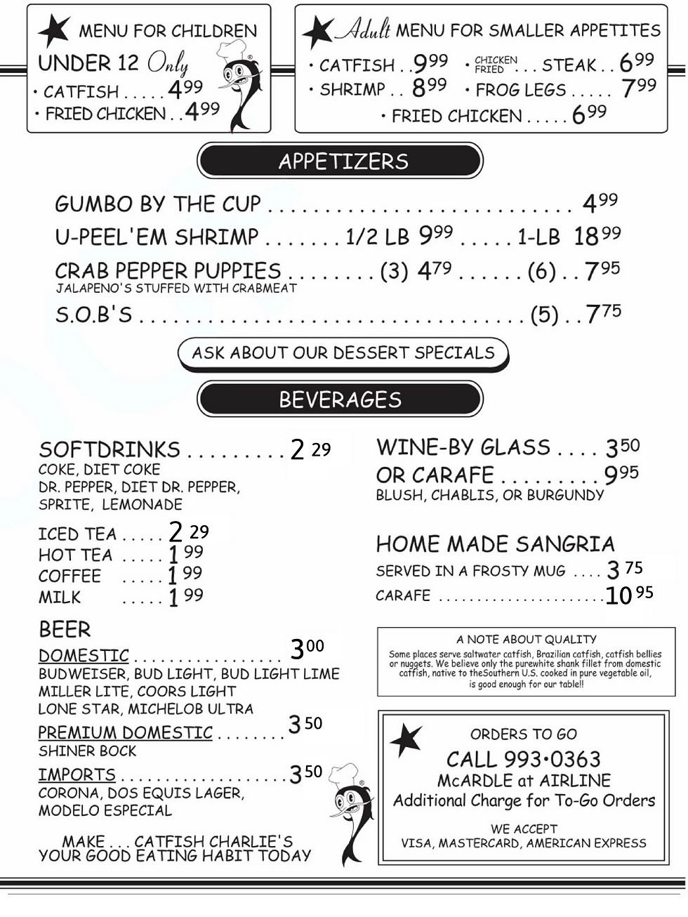 MENU Catfish Charlies